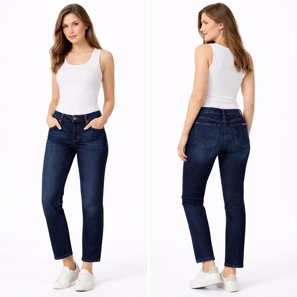 7  For All Mankind Josefina Rhinestone Pocket Jeans Dark Wash
